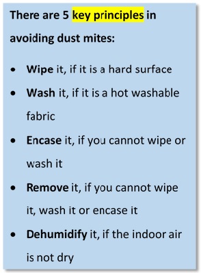 The 5 priciples of house dust mite avoidance